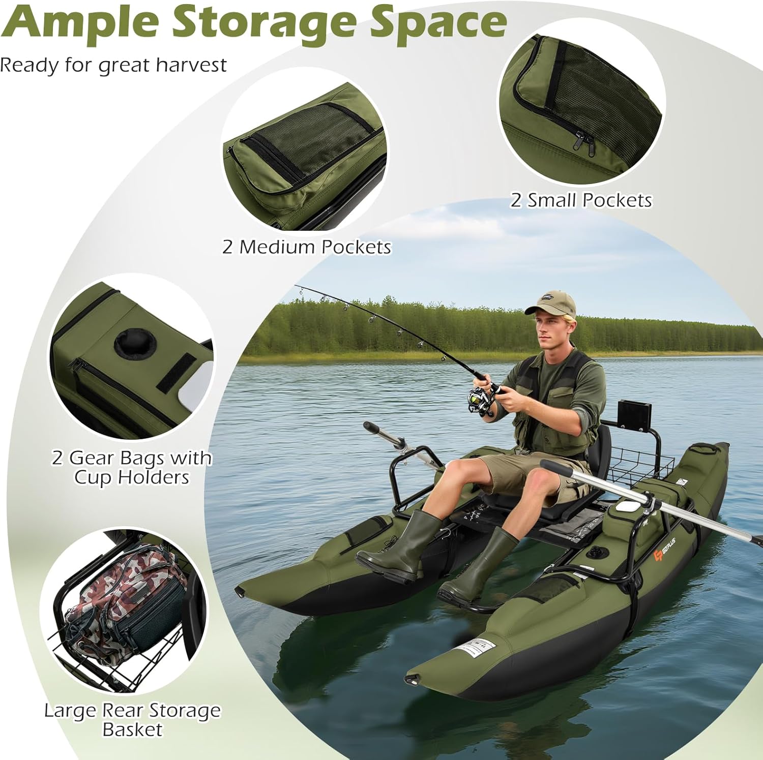 Adult Inflatable Belly Boat wi - Fishing Boat Seat ulasan dan harga