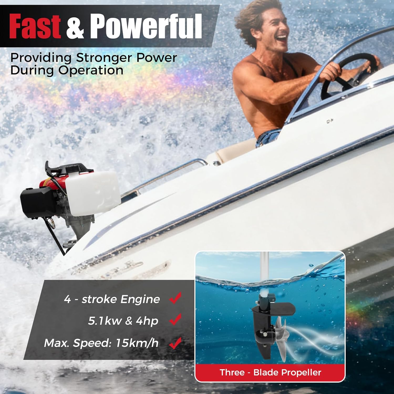 4HP Outboard Motor, 4 Stroke 5 - Fishing Boat Outboard Motor ulasan dan harga