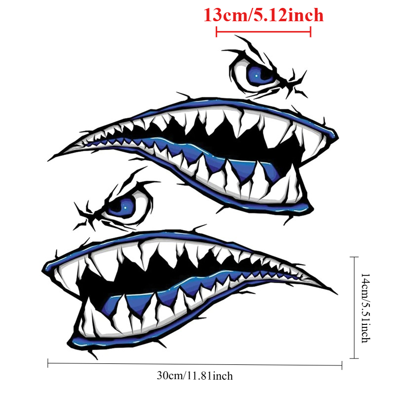 2PCS Shark Teeth Mouth Boat St - Fishing Boat Trailer ulasan dan harga